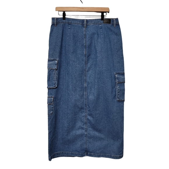 SCOOP Denim Cargo Maxi Skirt Womens 12 Blue Y2K Streetwear Baddie - Picture 6 of 12